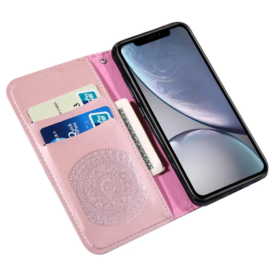 Чехол-книжка с объемной мандалой для Huawei P30 P20 Mate 20 Pro P10 P9 Lite Honor 8X 8A Y6 2018 Y7 2019