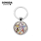 SONGDA 2019 Новый эзотерические подвеска с пентаграммой брелок Wicca талисман ЗВЕЗДА Древо жизни заявление, брелок с кольцом-держателем волшебный амулет
