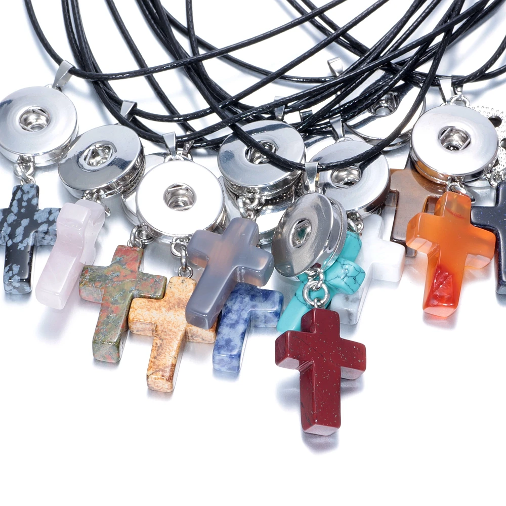 Белый цвет крест из натурального камня 18 мм оснастки кнопки ювелирные изделия