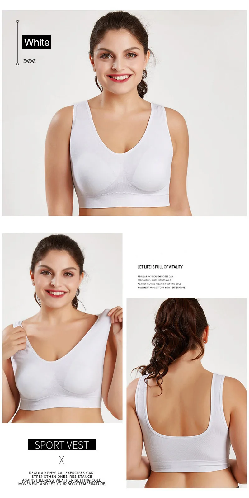 M-XXL XXXL 4XL 5XL 6XL БОЛЬШОЙ размеры Спортивные черный, белый бюстгальтер дышащий провода сна ежедневно Йога бюстгальтер для женщин Мягкий сп