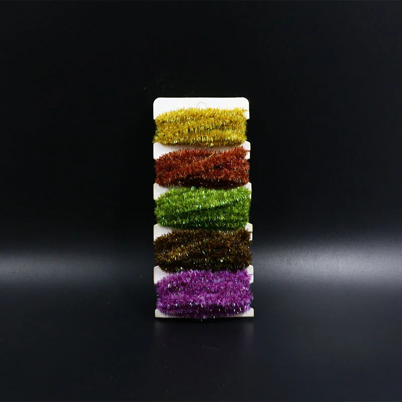 5 dark colors card 5yards card ice dub chenille yarn for wooly bugger fly tying 5colors assorted sparkling Chenille bass flies fly tying materials - Цвет: 5 dark colors card