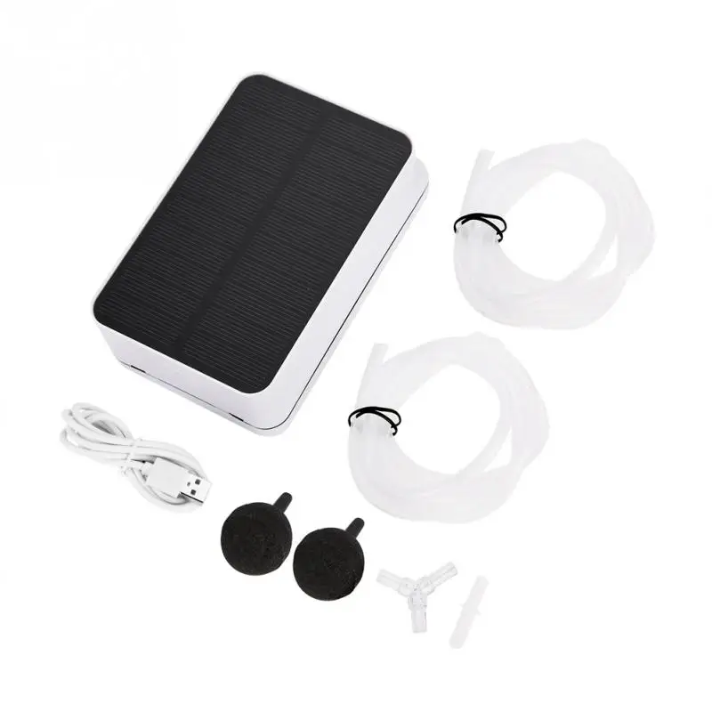 Белый Solar Powered Waterproof Oxygenator Aerator Air Pump Oxygen for Outdoor Pool Pond Emergency aquarium accessories - Цвет: Белый