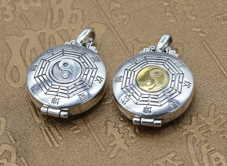 Новинка! 100% Серебро 925 фэншуй Yinyang коробка кулон Настоящее чистое серебро