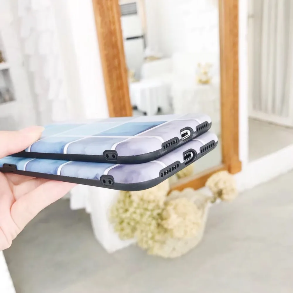 Синий чехол с мозаичным узором для телефона iphone XR XS Max геометрический мягкий iPhone6 6