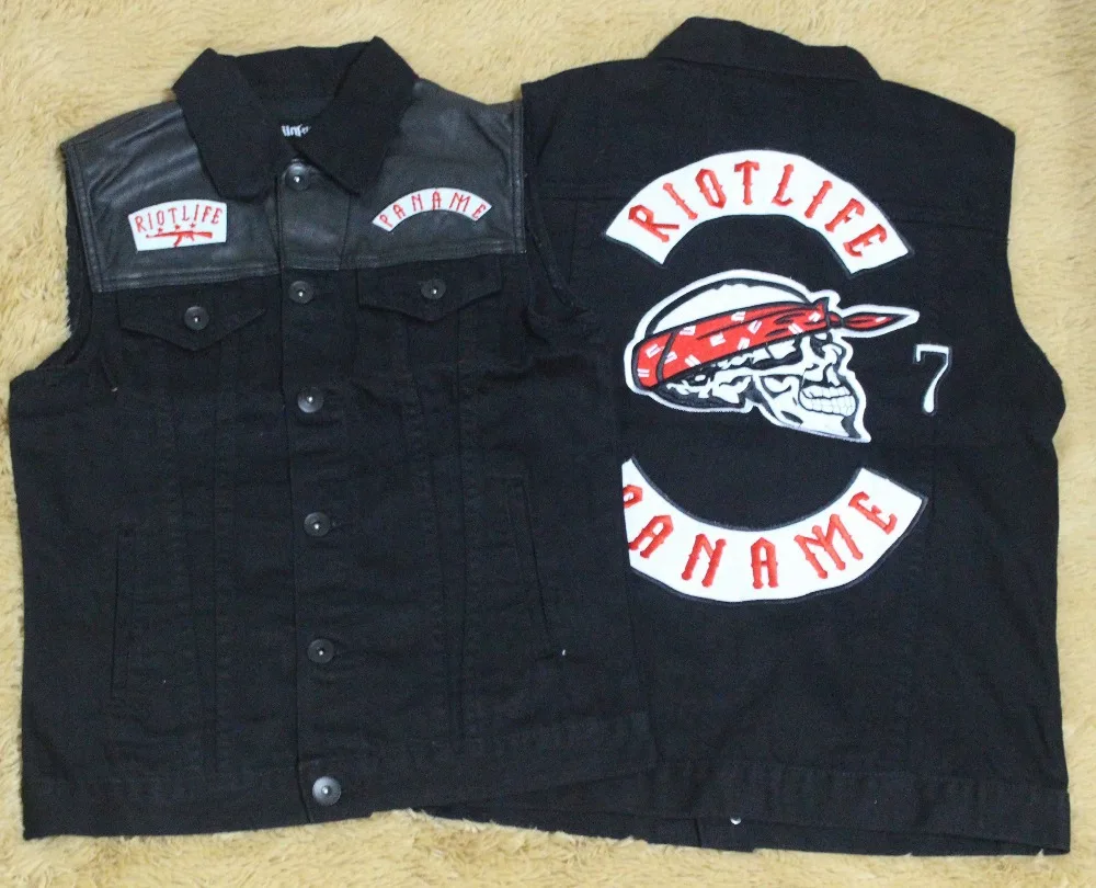 Мужская джинсовая куртка без рукавов винтажная мотоциклетная в стиле панк рок с