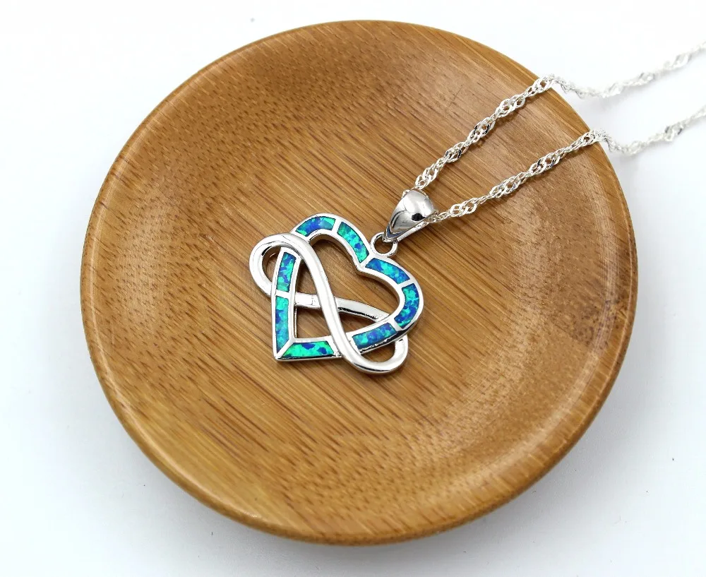 2017 новое ожерелье с подвеской голубым огненным опалом в форме сердца | Украшения