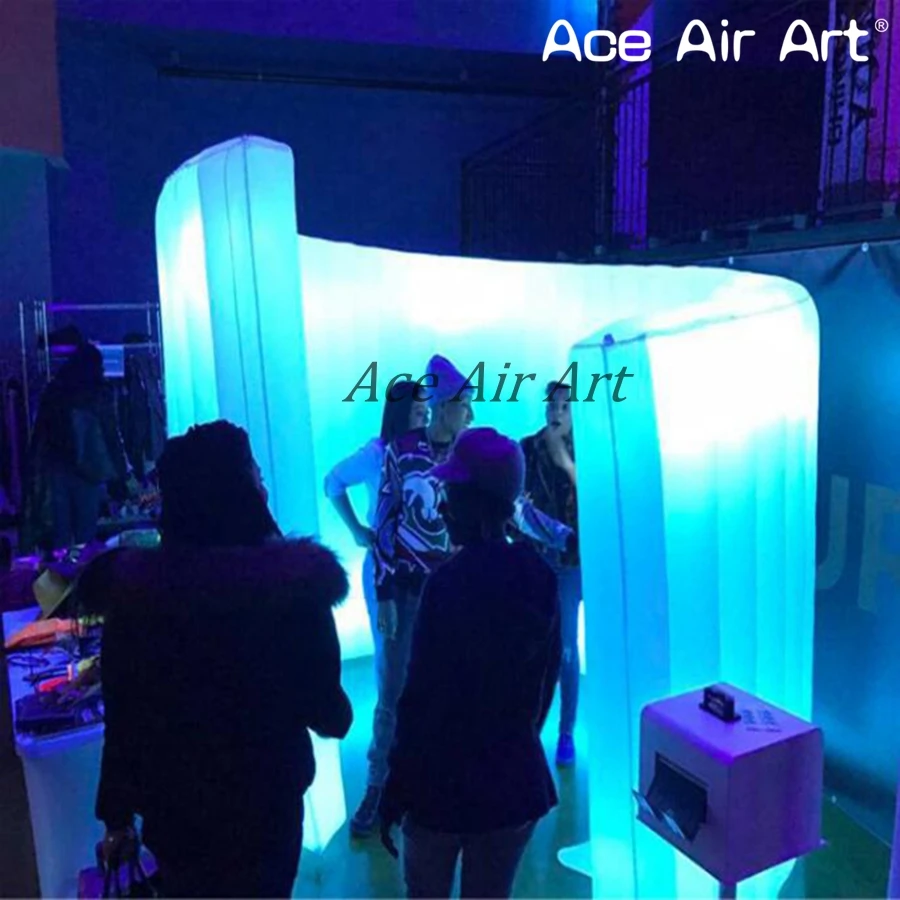 

Portable LED inflatable photo booth,POP UP spiral shape lighting inflatable office Divider for sale