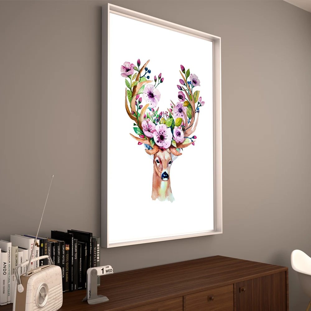 Элегантная поэзия Современная древняя животная голова оленя череп цветы Картина
