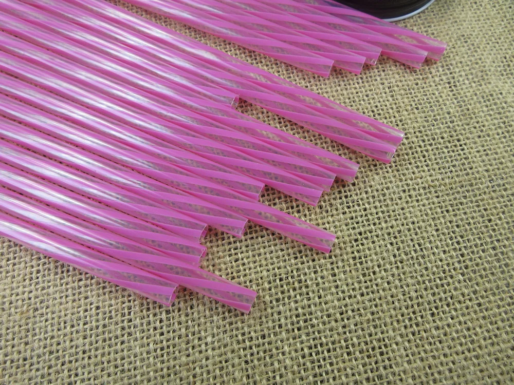 Оптовая продажа ярко-розовые прозрачные полосатые пластиковые разноцветные