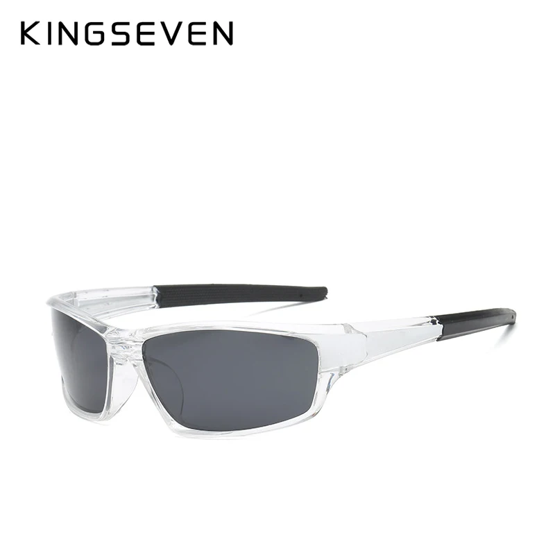KINGSEVEN, брендовые поляризационные солнцезащитные очки для мужчин, дизайнерские мужские солнцезащитные очки для путешествий, вождения, Мужские квадратные очки ночного видения, очки - Цвет линз: C04 white Black