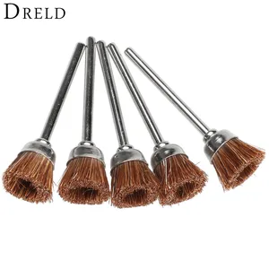 Аксессуары для Dremel, 3 мм, коричневые мягкие нейлоновые щетки для полировки стаканов, колеса для полировки металла, для мини-дрели, вращающихся инструментов, 5 шт.
