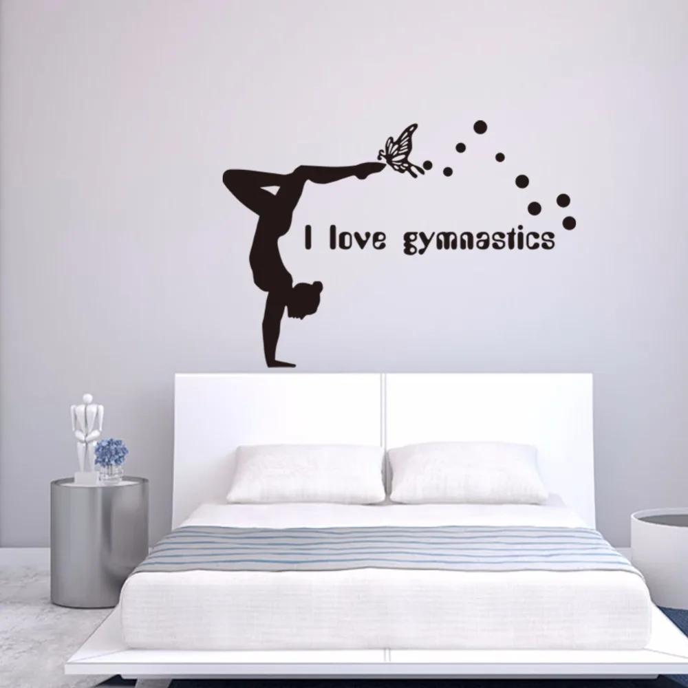 Я люблю гимнастика виниловые наклейки на стену девочки номер Декор diy Искусство