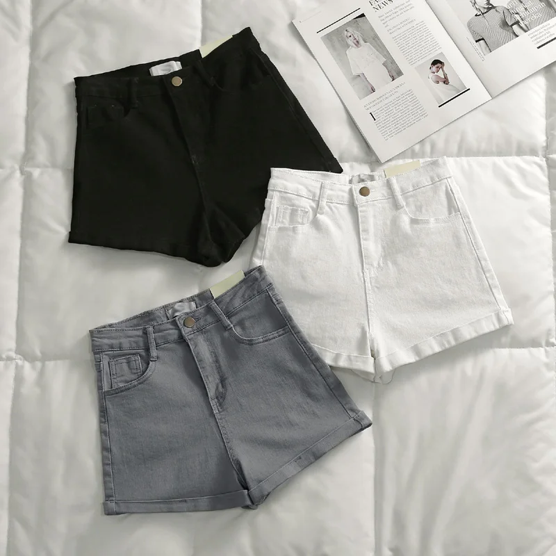 Женские джинсовые шорты с завышенной талией привлекательные обтягивающие в