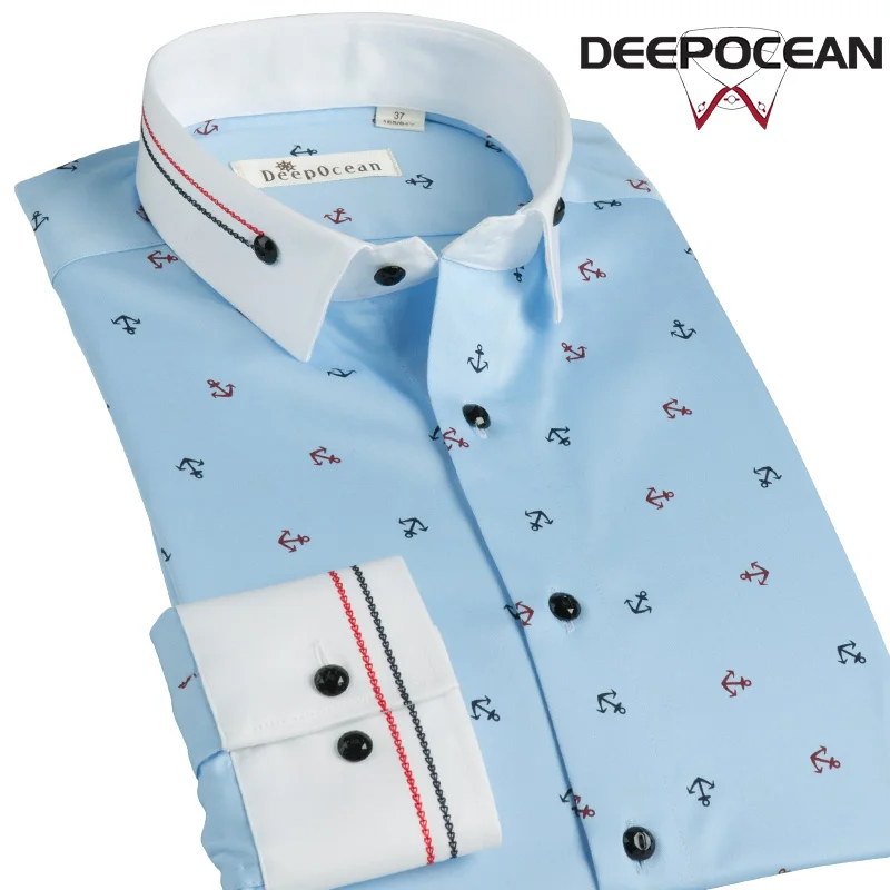 DDX56649L Deepocean модная мужская рубашка с принтом, однотонная хлопковая рубашка, Мужская одежда, Умные повседневные деловые рубашки, Camisa De Hombre - Цвет: DDX56649L