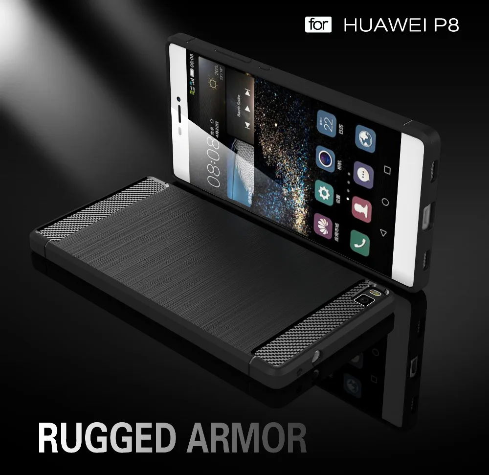 Чехол из углеродного волокна для Huawei P8 Роскошный Матовый прочный защитный чехол