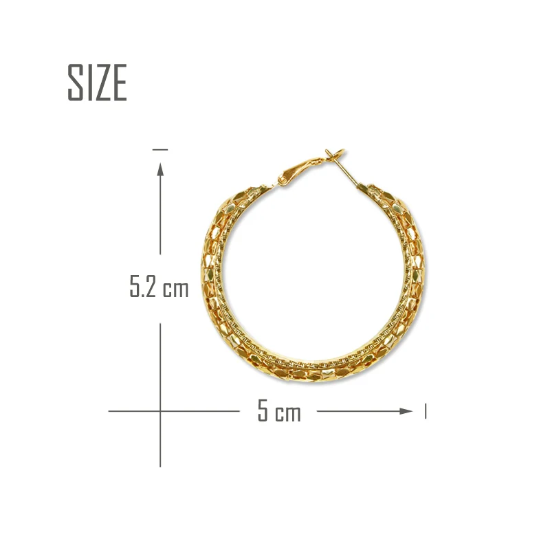 Gold 5cm Золотые круглые большие серьги кольца для женщин Металлические Модные ювелирные изделия серьги женские аксессуары - Окраска металла: Gold 5cm