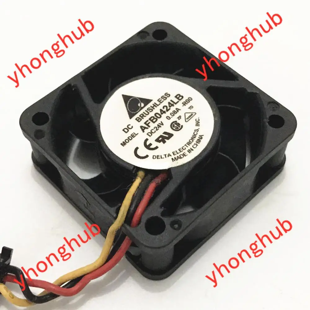 Detla электроники AFB0424LB R00 DC 24V 0.08A 40x40x15 мм 3 провода Сервер вентилятор охлаждения|square