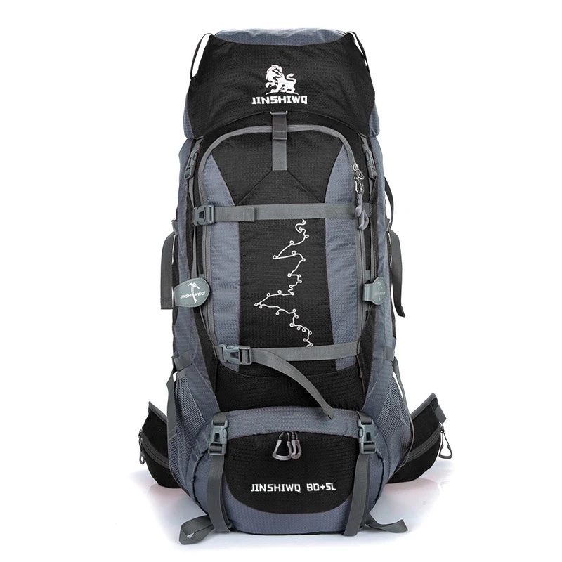 Большой 80+ 5L водонепроницаемый рюкзак для путешествий Camp Hike Mochilas Masculina рюкзак для ноутбука походные сумки для мужчин и женщин - Цвет: Черный