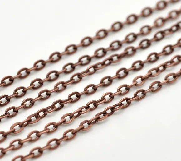 Free shipping!!!!100M/ Copper Tone Links-Opened Cable Chains 4x3mm