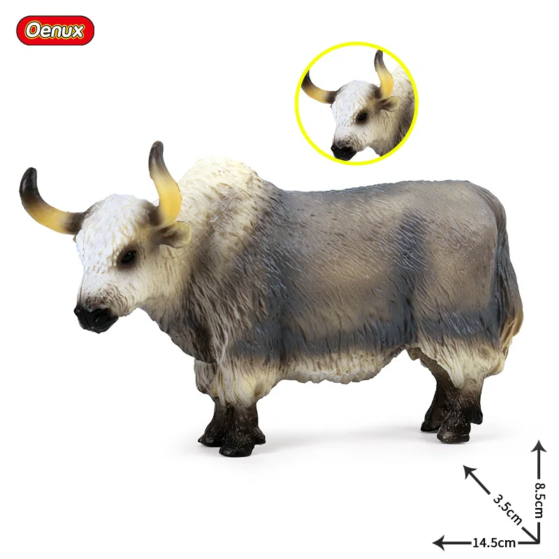 yak Oenux милые животные ферма молоко корова моделирование мясо птицы Крупный рогатый скот теленок бык Фигурки Коллекция ПВХ прекрасная модель игрушки Детский подарок - Цвет: yak