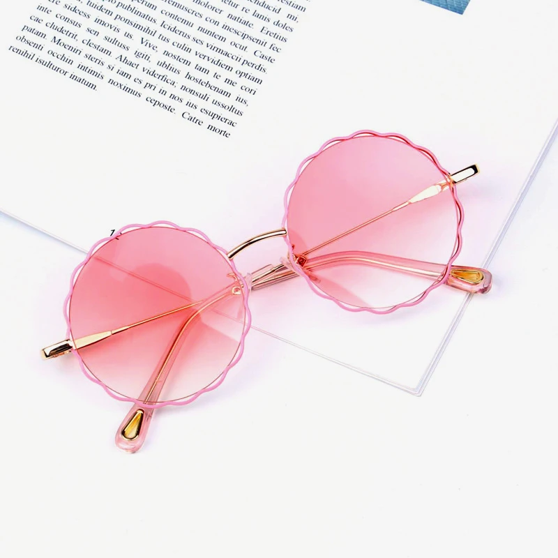 Pink Iboode круглые детские солнцезащитные очки для мальчиков и девочек модные металлические очки в стиле стимпанк детские очки UV400 Солнцезащитные очки oculos infantil - Цвет линз: Pink
