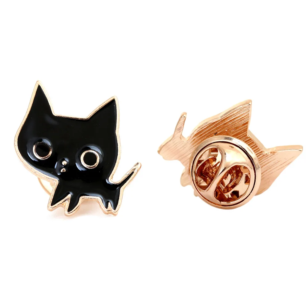 DoreenBeads 1 шт. Kawaii эмаль металл Кот значки на рюкзак булавки броши животное позолоченные черные сумки для одежды джинсы украшения