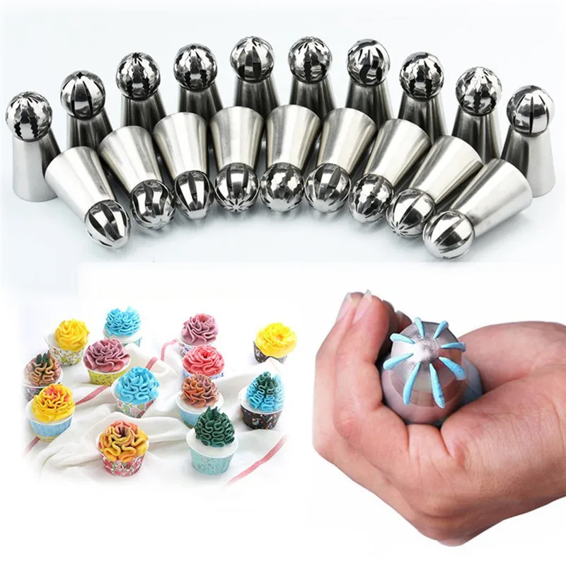 6pcs/set New Decorating Tip Set Flower Ball Icing Cream Piping Nozzles Tips Pastry Cupcake Sugarcraft Cake Tools | Дом и сад