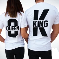 short sleeve t shirts women men 2021 summer new tops king queen casual loose couple clothes white matching lovers unisex t shirt