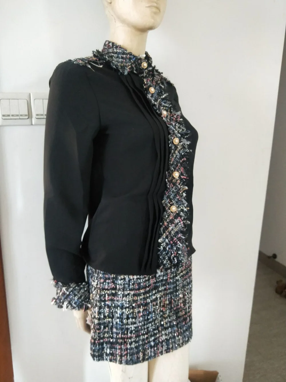 2018 Весенняя модная Высококачественная Женская твидовая шифоновая рубашка на