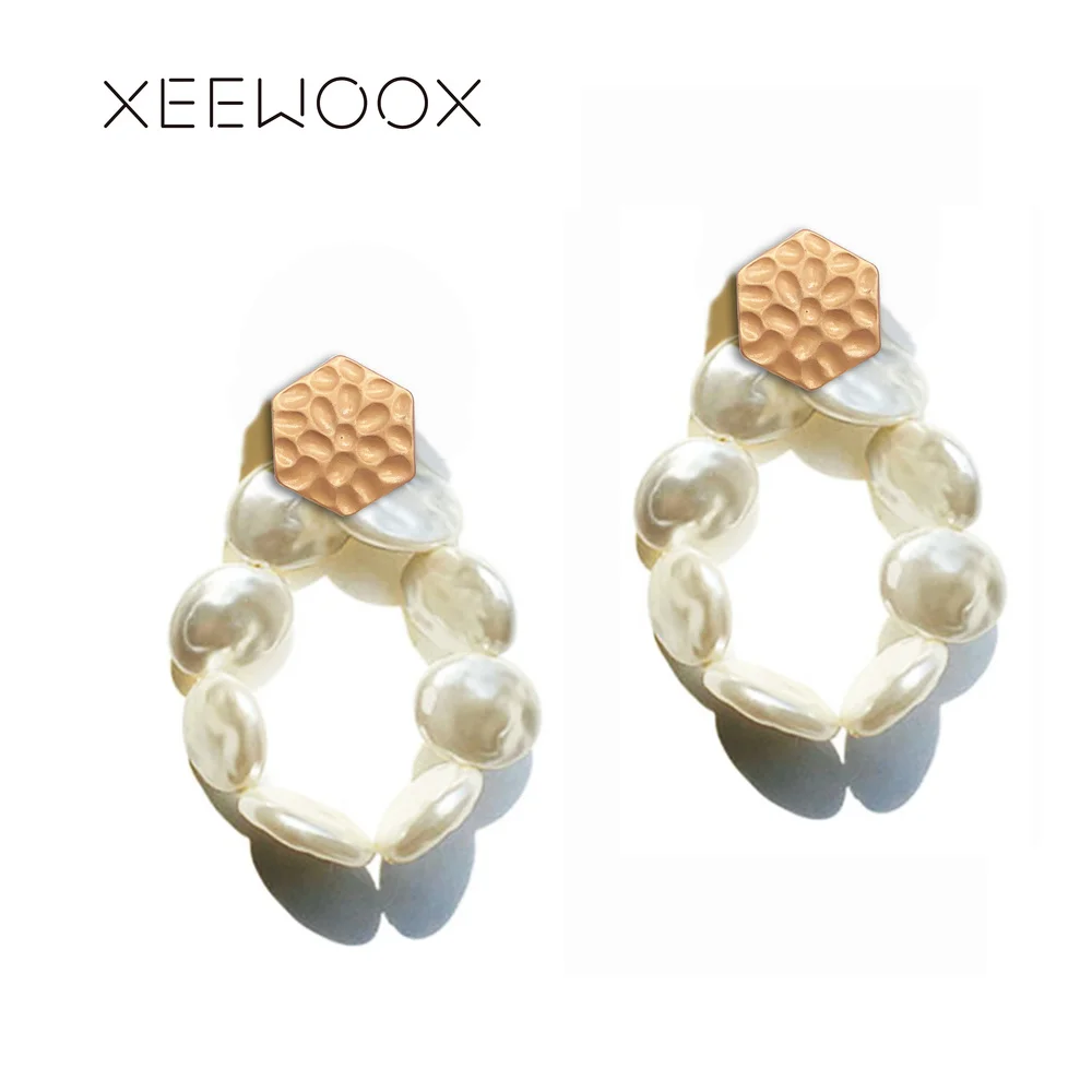 XEEWOOX 2019 Boho Retro circular Pearl Earrings Romantic Designer Gold Grace Creative Drop For Women Gift | Украшения и