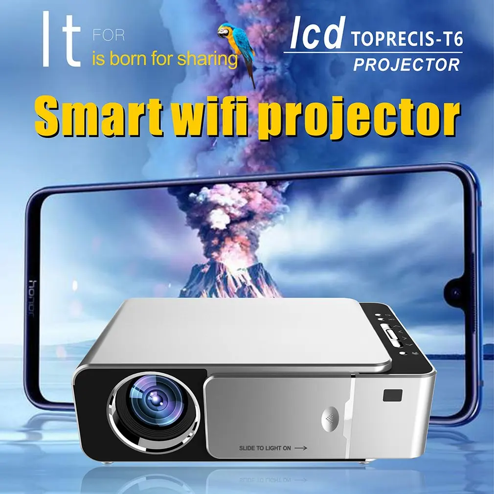 T6 портативный HD проектор с функцией On-screen Wifi зеркальный экран светодиодный проектор 1080P 5000Lm Ss