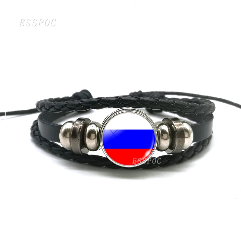 Кожаный браслет с флагом для мужчин кожаный России Украины Японии Молдавии