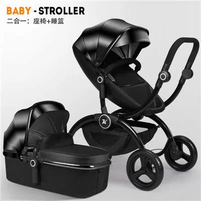 black 2 in 1 Новая стильная детская коляска 3 в 1, складная детская коляска для автомобиля, независимая детская корзина для сна и автокресло - Цвет: black 2 in 1