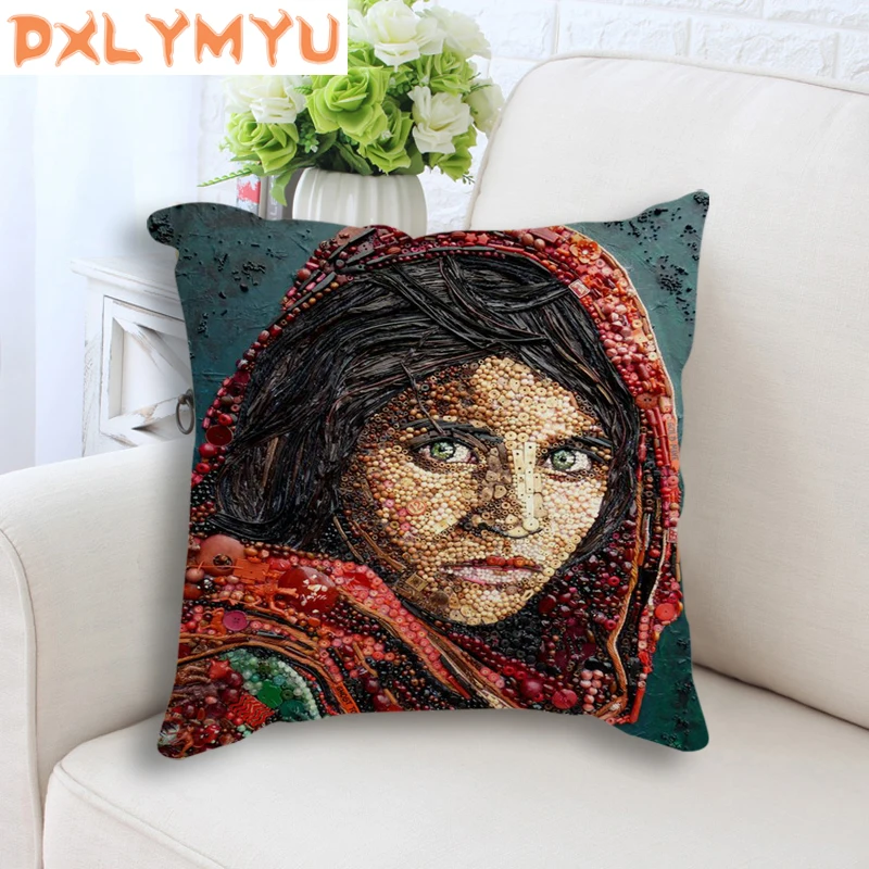 Квадратная подушка для дивана поясная африканская детская ручная печать льняные