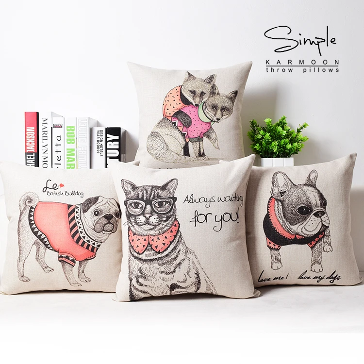 Винтаж чехол для подушки с изображением животных белье панель в форме