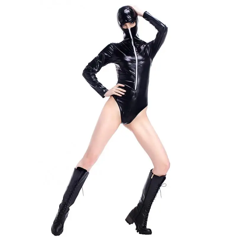 Сексуальные черные кожаные костюмы ниндзя для взрослых женщин Косплей Хэллоуин