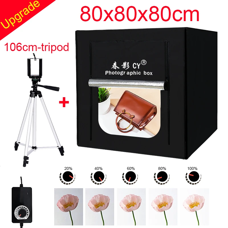 CY 80*80 LED софтбокс для фотостудии светильник фотосъемки набор палаток 3 фона диммер
