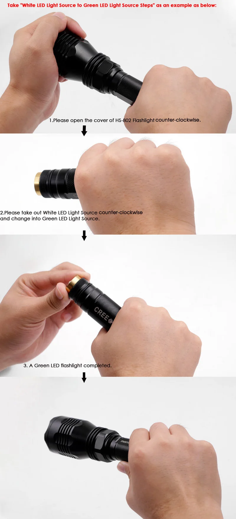 HS-802 CREE XM-L2/XP-L V5 светодиодный/CREE зеленый/синий/красный светильник светодиодный drop in Pill Светодиодный модуль для Uniquefire HS-802 светильник-вспышка
