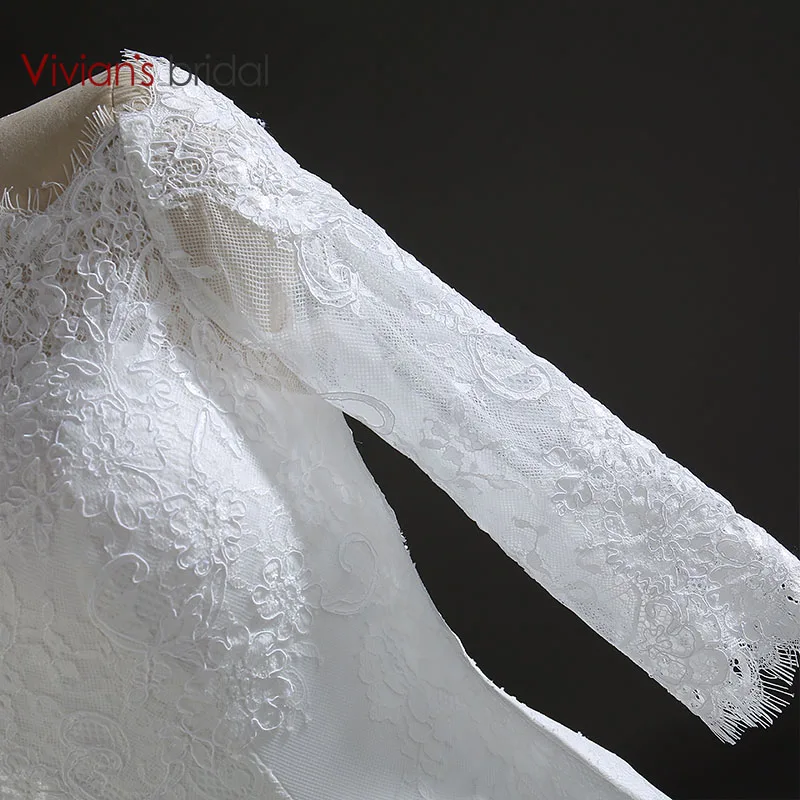 Vivian's Bridal белое кружевное свадебное платье с русалочкой три четверти на