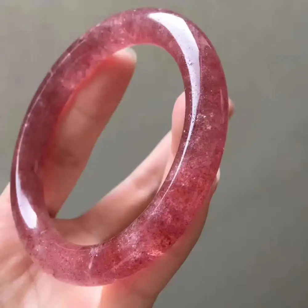 Free Shipping Natural Ice Strawberry Quartz Crystal Woman Round Bangle Inner Diameter 55mm | Украшения и аксессуары