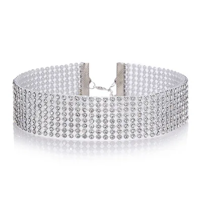 25 MM Clear Готические Роскошные хрустальные ожерелья-чокер, подвески, стразы, безшейный чокер для женщин, свадебные ювелирные изделия, женские ожерелья - Окраска металла: 25 MM Clear