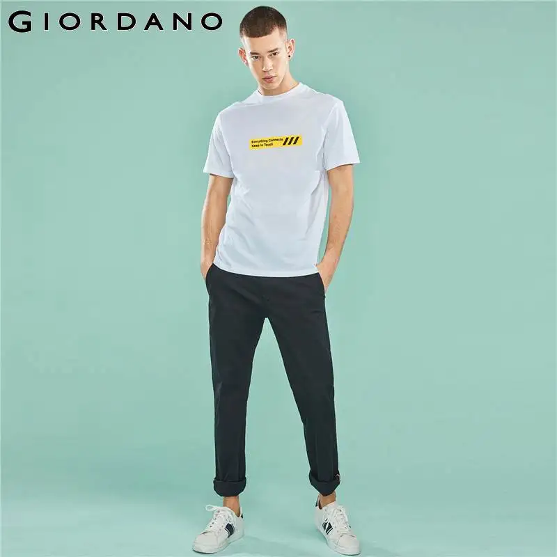 Giordano Мужская футболка с принтом букв графическая летняя для мужчин коротким