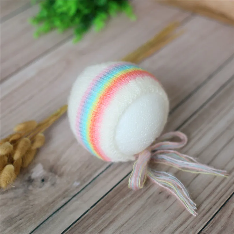 Реквизит для фотосъемки новорожденных с радугой ручная вязка мохеровая шапочка