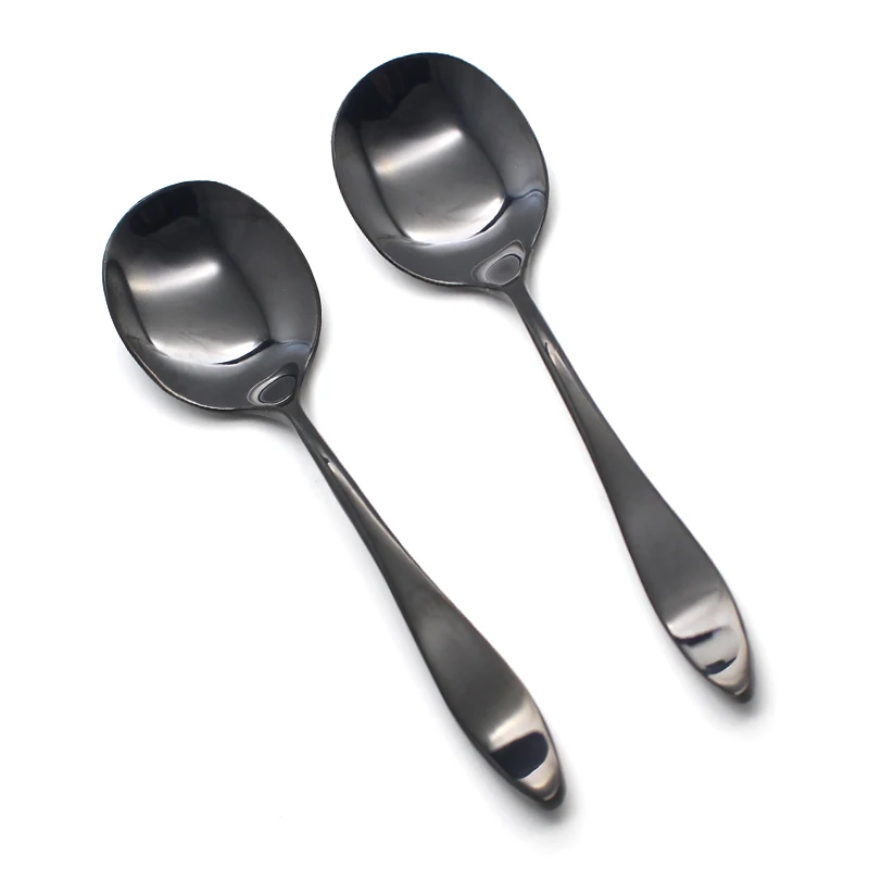 1 шт./лот черная сервировочная ложка из нержавеющей стали набор столовой посуды