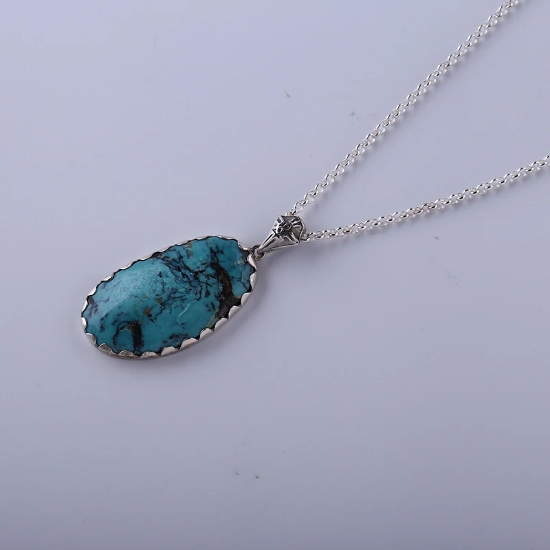 Подвеска и ожерелье из стерлингового серебра 925 пробы с натуральным камнем