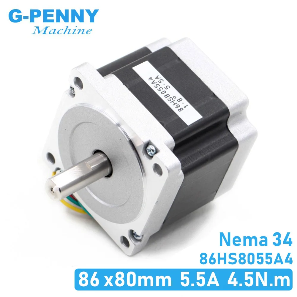 

NEMA 34 CNC stepper motor 86x80mm 4.5N.m 5.5A D=14mm Nema34 stepping motor L=80mm 640Oz-in for CNC engraving machine 3D printer!