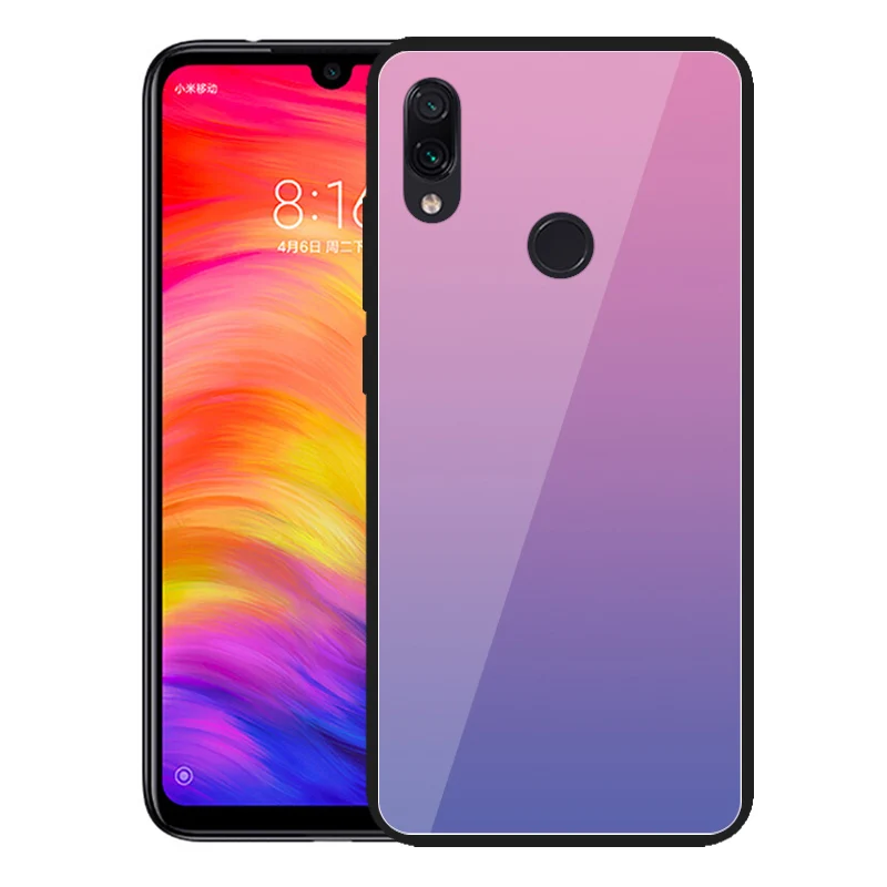 Pink Градиентный чехол из закаленного стекла на красном mi Note 7 для Xiaomi mi 8 A2 Lite 9 Poco Phone F1 Red mi 5 Plus 6A Note 5 6 Pro 4 Xio mi Shell - Цвет: Pink