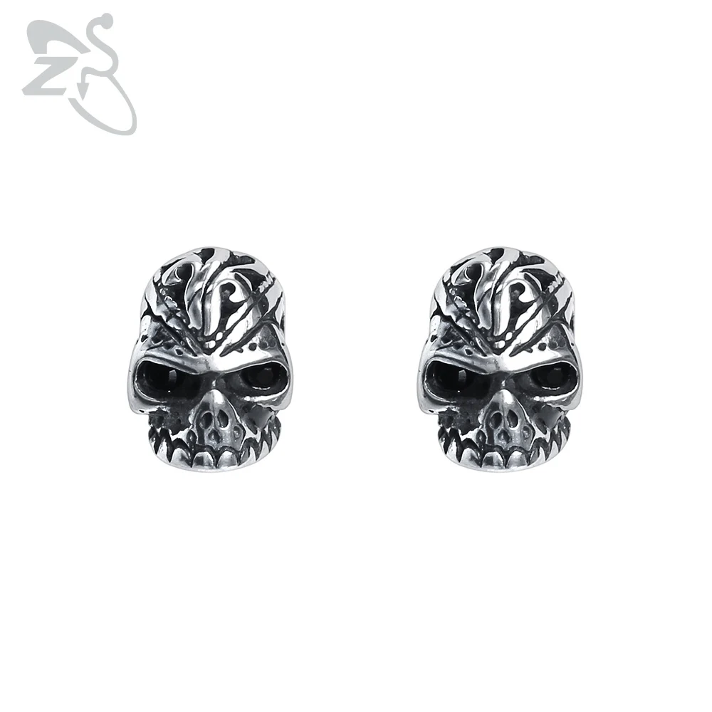Skull 1-Black ZS панк-рок 316L серьги-гвоздики из нержавеющей стали для мужчин 2 шт. хип-хоп серьга с черепом с красным CZ камнем мужские байкерские готические ювелирные изделия - Окраска металла: Skull 1-Black