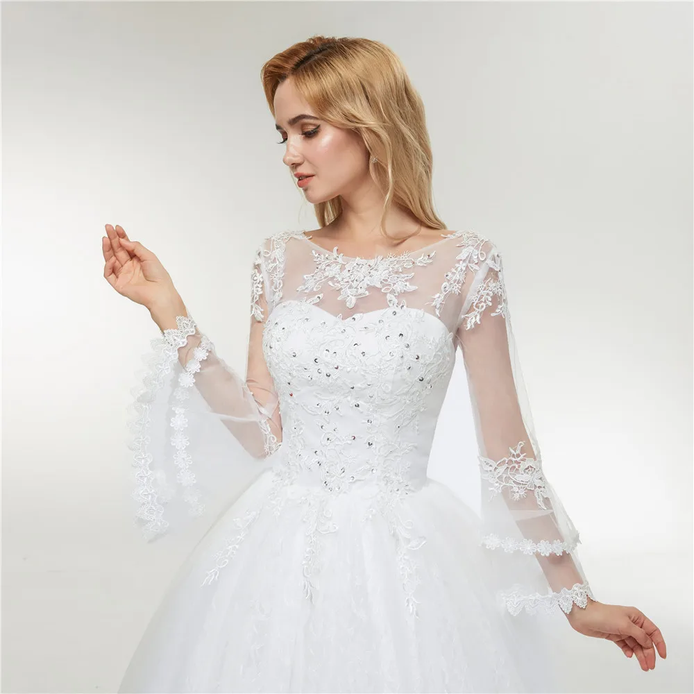 Fansmile/ тюлевые кружевные бальные платья Vestido De Noiva, свадебное платье на заказ, большие размеры, свадебные FSM-422F
