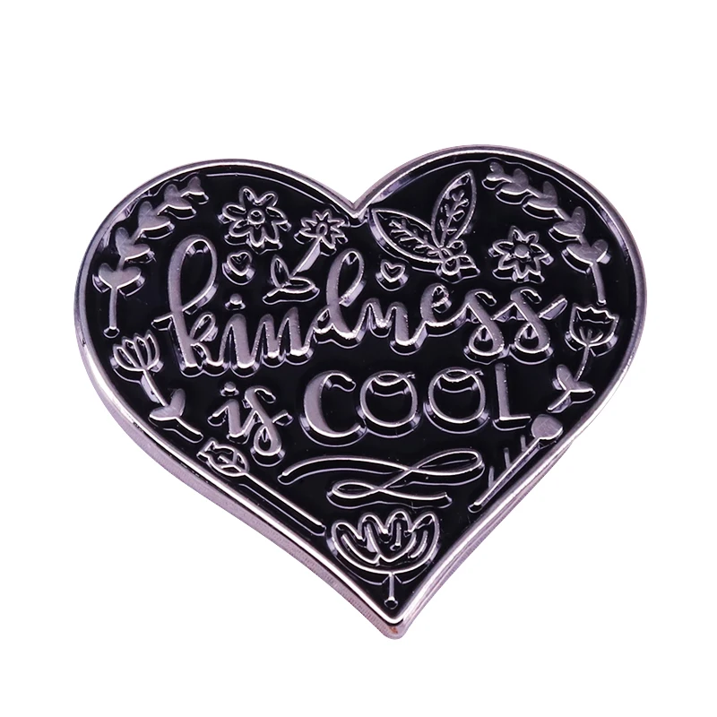 Kindness is cool pretty heart brooch lovely floral design positive pin art decor | Украшения и аксессуары